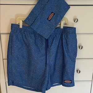 Vineyard Vines Blue Patterned Swim Trunks